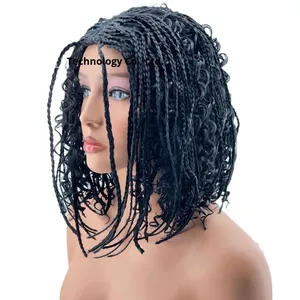 Nouvelle perruque afro en dreadlocks synthétiques de style africain transfrontalier, cheveux synthétiques, fibre à haute température, petite taille, bleu - Product Image 2