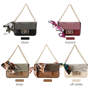 ODM OEM de fábrica personalizado Pu cuero personalizado con cadena bufanda de seda bandolera mujer bolso de hombro Mujer - Product Image 4