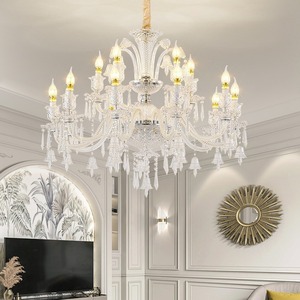Lustre en cristal de style français, nouveau modè<span class=keywords><strong>le</strong></span> haut de gamme, finition chromée, LED sans scintillement, gradation tricolore pour halls d'hôtel et mariages - Product Image 4