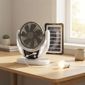 Ventilador de Pie Eléctrico Recargable con Batería, Refrigeración por Aire, Solar, Blanco, Económico, Venta Directa - Product Image 1
