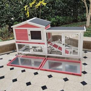 Large Run <span class=keywords><strong>2</strong></span> <span class=keywords><strong>étages</strong></span> construits avec plateau Clapier extérieur en bois pour lapins, produits en bois - Product Image 6