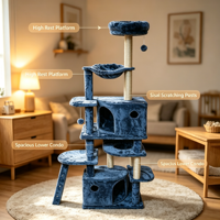 Arbre à chat extra haut pour plusieurs chats d'intérieur, avec condo confortable, hamac, poteaux à gratter en sisal et échelle d'escalade