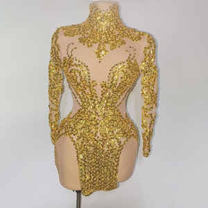 Novance Y4900 Prodotti di Tendenza 2025 Nuovi Arrivi Abito da Ballo Latino da <span class=keywords><strong>Bambina</strong></span> Sexy da Esibizione con Paillettes Dorate per Palco - Product Image 2