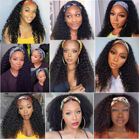 Perruque bandeau sans dentelle, couleur naturelle, cheveux raides, pour femmes noires, 100% cheveux humains