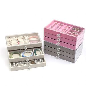3 Layers Flock Jewelry <b>Storage</b> <b>Box</b> Earring Rings Necklaces Display Organizer - Product Image 5