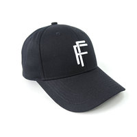 Sombreros bordados en 3D negros personalizados, gorras deportivas con borde curvo y casco profundo, gorras de béisbol de 6 paneles