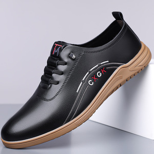 Mocasines Casuales para Hombre, Parte Superior de Cuero Suave, Suela de Goma, Tacón Plano, Logotipo Bordado, Uso Diario, Zapatos Cómodos para Conducir - Product Image 3