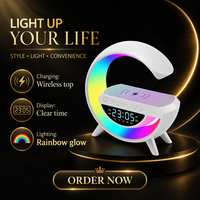 Speaker Mini Hotsale Pengisian Daya Nirkabel Jam Alarm Lampu Ambient Multifungsi 4 in 1 Speaker Pintar