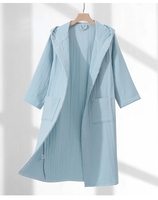 FF4274 Peignoir unisexe léger en fil de coton Manteau de maison doux Absorbant Hotel Spa Robe à capuche en coton