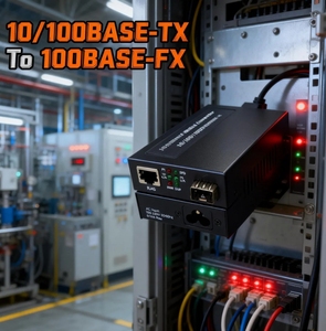 Convertisseur de média fibre 10/100BASE-T vers 100BASE-FX avec alimentation intégrée pour les réseaux Ethernet industriels - Product Image 3