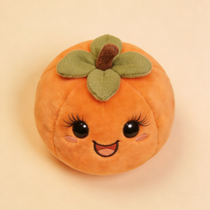 Peluche Citrouille Personnalisée avec Visage Souriant Mignon, Citrouille Rembourrée Ronde Orange aux Yeux d'Anime avec Tige et Feuille - Product Image 4