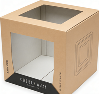 Boîte de présentation en carton ondulé en papier kraft écologique et recyclable, personnalisée OEM, avec fenêtre transparente pour comptoir, emballage de vente au détail - Vente en gros