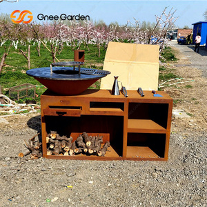 Barbecue <span class=keywords><strong>de</strong></span> camping en acier Corten, grande brasero-grill d'extérieur en acier Corten - Product Image 1