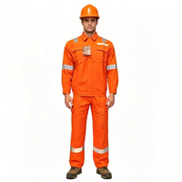 Combinaison de travail orange haute visibilité, résistante au feu, certifiée EN, 2 pièces, anti-étincelles, antistatique, avec bande réfléchissante, veste FR et pantalon cargo