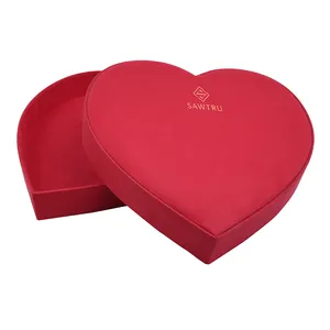 Valentine's Day I Love You Velvet Cover Paper Heart Shaped Box Milk Candy Wedding Box