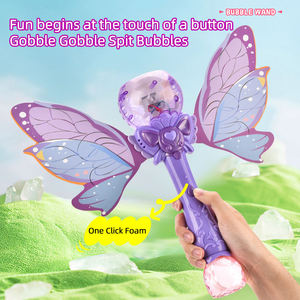 Baguette à bulles électrique automatique pour enfants, amusante pour l'été, avec fonction de lumière violette, 2 flacons de solution, nécessite 3 piles AA - Product Image 3
