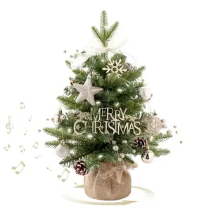 Smart Christmas Music Box Artificial Simulation Christmas Tree White Pointed Prong Pe Pvc Christmas Decor Tree