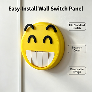 3D Printed PLA Smiley Face Wall <b>Switch</b> Panel Cute Light <b>Switch</b> Cover Decorative Wall <b>Plate</b> for Kids Bedroom Home Decor - Product Image 3