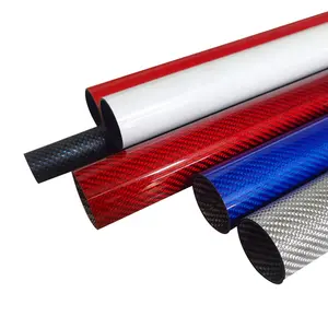 Factory supplier custom 3k carbon fiber tube OEM roll wrapped colorful carbon pipe