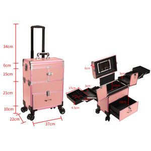 Z Makeup Trolley case With Universal <b>Wheels</b> Nail Polish Trolley Box With Mini Holders Tattoo Tool Container Dressing Station - Product Image 6
