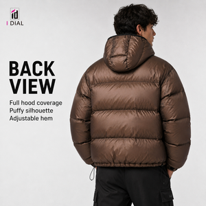 Piumino da <span class=keywords><strong>Uomo</strong></span> Personalizzato con Cappuccio, Modello Corto <span class=keywords><strong>Nero</strong></span> Imbottito, Taglie Forti, Invernale, di Alta Qualità, Vendita all'Ingrosso dai Produttori - Product Image 2