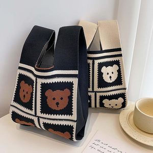 Bolso Tote Casual de Moda con Patrón de Dibujos Animados, Bolso de Mano Ligero de Punto para Mujer - Product Image 3