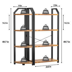 Estantería Metálica Reversible de 4 Niveles y Doble <span class=keywords><strong>Ancho</strong></span>, Juego de 2 Estantes Abiertos Grandes, Diseño Moderno y Ecológico para Sala de Estar, Dormitorio y Hogar - Product Image 6