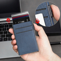 Portefeuille magnétique en cuir PU à prix direct usine avec porte-cartes escamotable et étiquette privée RFID