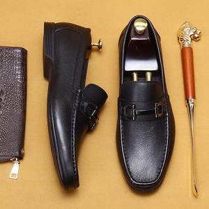 Men's Genuine Leather Soft-Sole English Style One-Piece Lace-Up Loafers Casual Shoes for Office Career Anti-Slip Breathable - Product Image 2