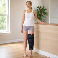 Attelle de genou post-opératoire à trois panneaux personnalisée avec supports en aluminium et sangle réglable, stabilisateur d'articulation pour la récupération des fractures