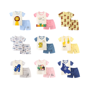 2022 conjunto <span class=keywords><strong>de</strong></span> manga corta <span class=keywords><strong>de</strong></span> estilo coreano para niños, ropa <span class=keywords><strong>de</strong></span> descanso, pantalones cortos informales <span class=keywords><strong>de</strong></span> algodón con patrón sólido para lavar y secar para niños - Product Image 2