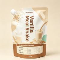 Pochette Doypack à bec verseur de 500g, format personnalisé, de qualité alimentaire, avec bouchon à vis, pour boisson protéinée à la vanille