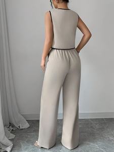 Женский Повседневный однотонный комплект из рубашки и широких брюк - Product Image 2