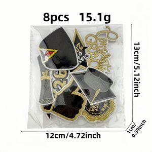 2026 Écussons brodés thermocollants écologiques Noirs et Or Thème de la saison des diplômes pour chapeaux, vêtements, sacs et accessoires de <span class=keywords><strong>couture</strong></span> - Product Image 6