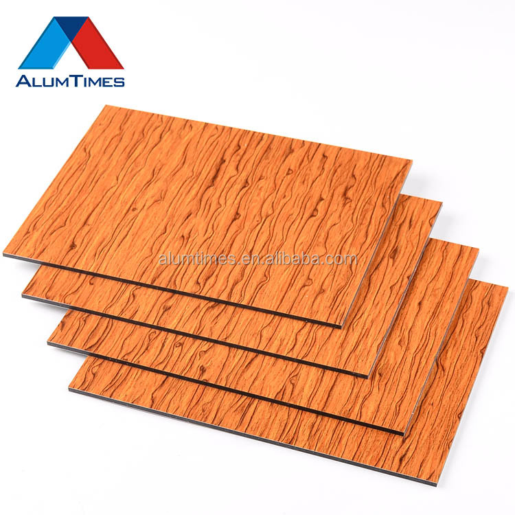 Haute Résistance En Aluminium de revêtement de mur extérieur en bois finition feuille acp