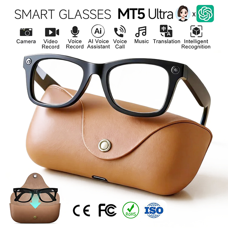 MT5 Ultra 8MP Camera Anti-shake Shoot Smart Glass with AI Translation Voice Control Bluetooth Call Music Sunglasses for Travel · image 1