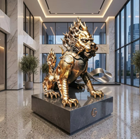 Statue de Qilin en bronze coulée à la main, statue traditionnelle chinoise de bête gardienne, décoration Feng Shui pour temple et jardin