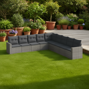 Dark Grey <b>Rattan</b> Garden <b>Sofa</b> Set 10+ Seating Outdoor Contemporary Design - Product Image 2