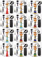 Ensemble de chicha en verre soufflé à la main, double embout, un seul tuyau, finition miroir moderne, coffret cadeau