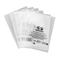 Sac à vêtements personnalisé en plastique CPE transparent givré avec fermeture éclair, imprimé en héliogravure, avec étiquette d'avertissement recyclable