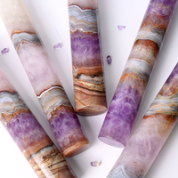Bâtonnet Cylindrique Poli en Améthyste Naturelle et Agate Dentelle, Cristal de Guérison, Pierre Chakra, Décoration de Bureau et d'Intérieur, Objet de Collection