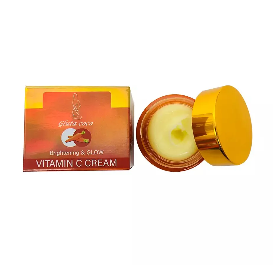 Gluta coco creme facial anti-envelhecimento, brilho orgânico com vitamina c para clareamento e antienvelhecimento