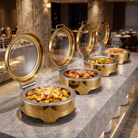 Chauffe-plat rond électrique commercial en acier inoxydable doré à pieds bas pour buffet, équipement de cuisine pour restaurants