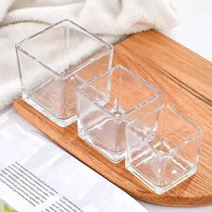 Rỗng vuông rõ ràng dày Glass Candle Jar Đối với trang trí nội thất