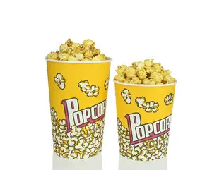 Boduo Cangkir Kertas Popcorn Tabung Kertas Popcorn Di Bioskop dengan Polibag dan Filamen