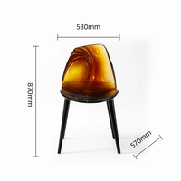 Chaise en résine transparente ambrée personnalisée JingYue, design traditionnel, pour salle à manger et salon, mobilier commercial haut de gamme populaire fait main