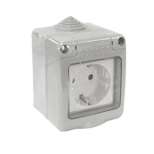 Schuko impermeabile IP55 16A 250V, ideale per esterni e ambienti umidi, protegge le connessioni elettriche dall'atmosfera. - Product Image 1