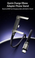 Kabel Data Lipat 240W Pengisian Cepat, Jalinan Nilon, Putaran 90 Derajat, Rotasi 360 Derajat, Antarmuka Dual Type-C untuk iPhone
