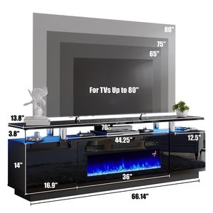 Meuble TV avec cheminée <span class=keywords><strong>électrique</strong></span>, support TV 75 pouces avec cheminée intégrée, support TV moderne avec télécommande - Product Image 5
