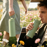 Bouteille isotherme en acier inoxydable 304 sans BPA de 18 oz, à double paroi, avec couvercle à paille anti-fuite, vente en gros